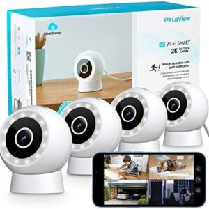 LaView 4MP 2K Security Cameras Outdoor Indoor Wired,IP65, Starlight Sensor & 100 Ft Night Vision,Motion/Person Detection,2-Way Audio/Spotlight,US Cloud,Compatible With Alexa,iOS & Android & Web Access