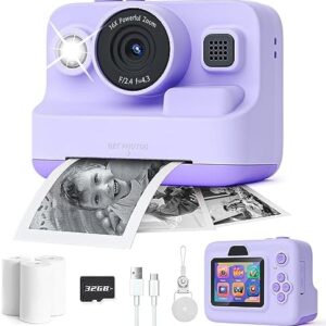 Dylanto Instant Print Camera for Kids,2.4 Inch Screen Kids Instant Cameras, Christmas Birthday Gifts for Girls Age 3-12, Portable Toddler Toy for 3 4 5 6 7 8 9 10 Year Old Girls Boys Purple