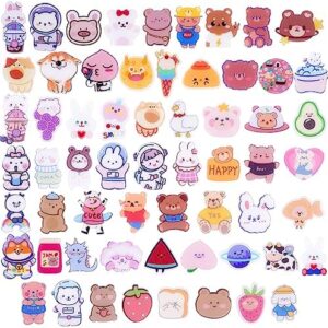 60 Pcs Acrylic Cute Pins Set for Backpacks Aesthetic Cartoon Kawaii Sheep Dog Rabbit Bear Girl Brooch Pin for Clothing Bags Jackets Hat Bag Accessories